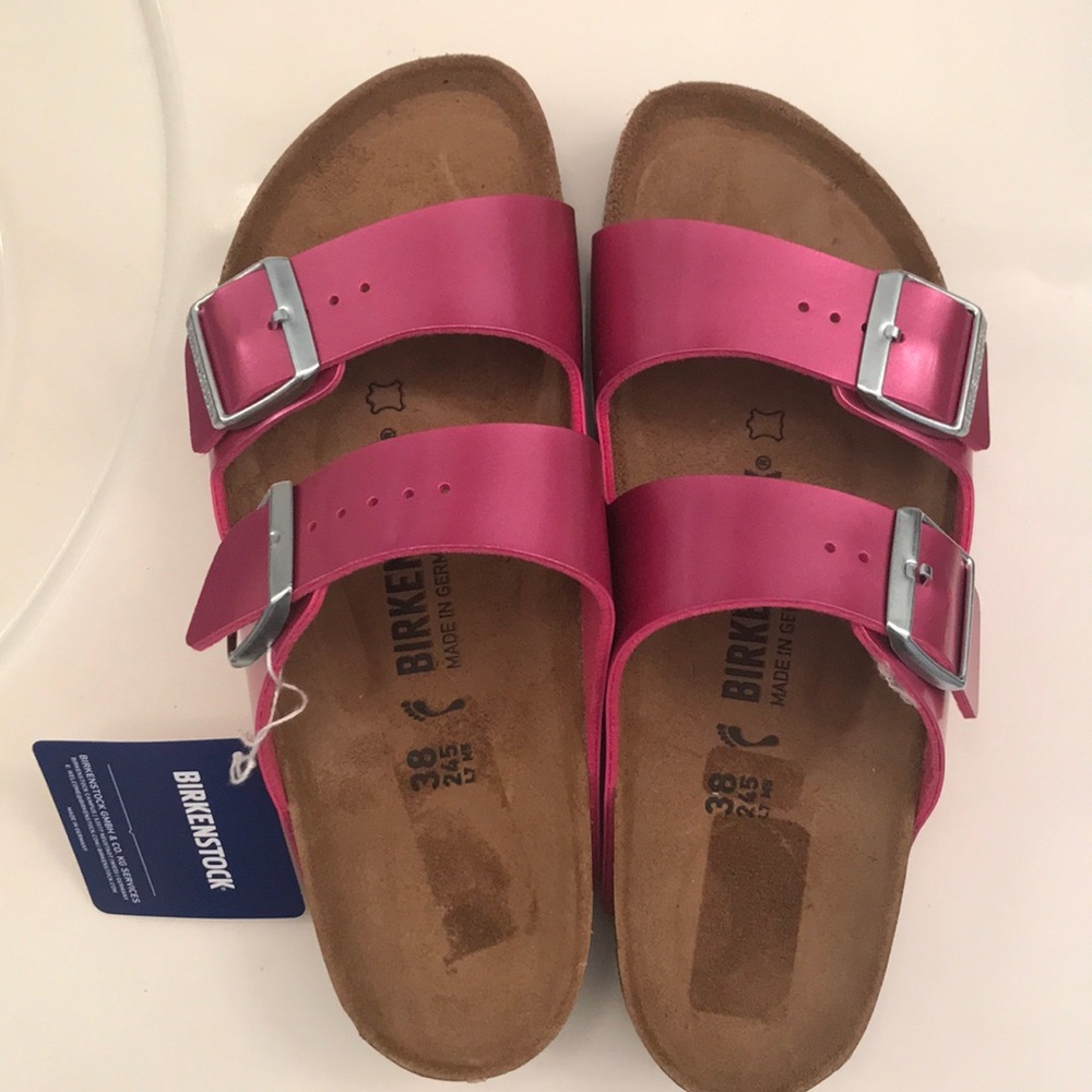 Pink Birkenstock Arizona sandals